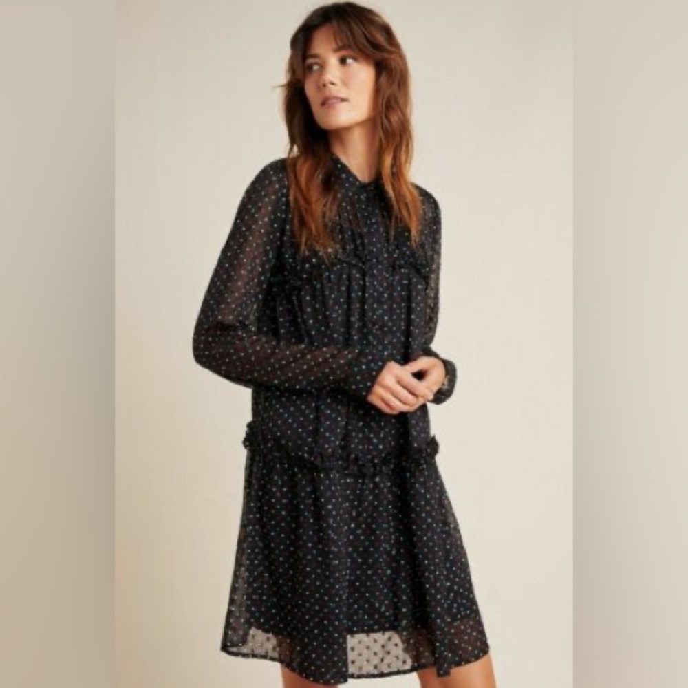 Anthropologie Haven Ruffled Polka Dot Tunic